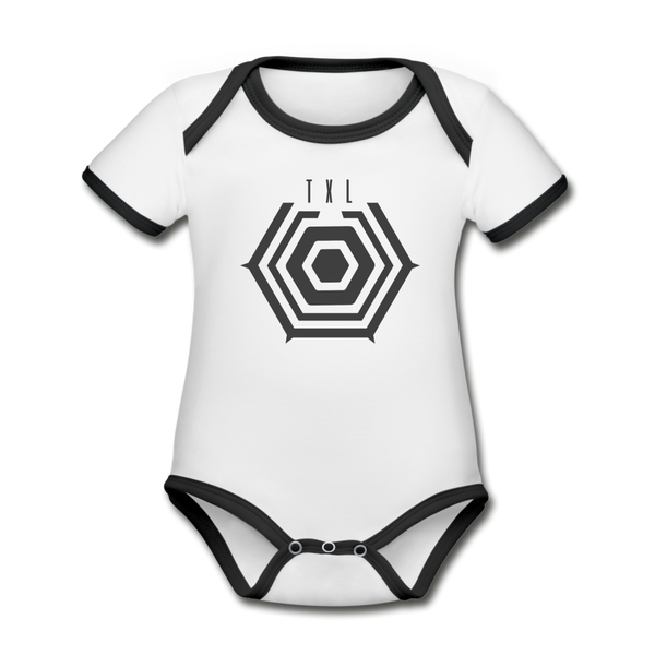 Tegel TXL Umrisse - Baby Bio-Kurzarm-Kontrastbody - Weiß/Schwarz