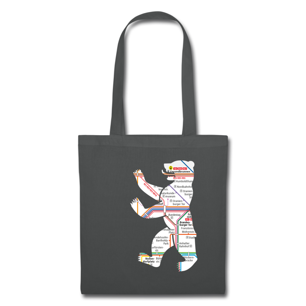 Bär im U-Bahnnetz - Stoffbeutel - Graphite