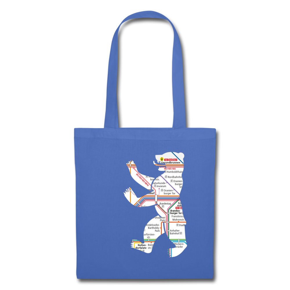 Bär im U-Bahnnetz - Stoffbeutel - Hellblau