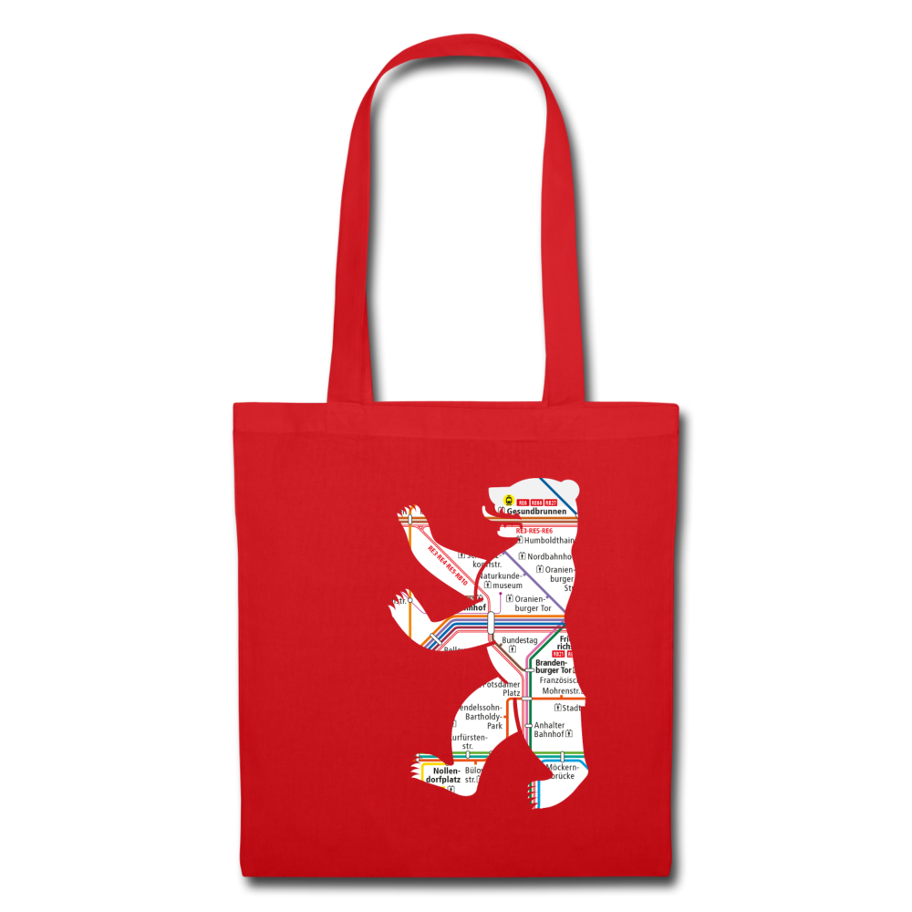 Bär im U-Bahnnetz - Stoffbeutel - Rot