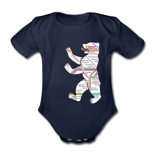 Bär im U-Bahnnetz - Bio-Kurzarmbody - Dunkelnavy