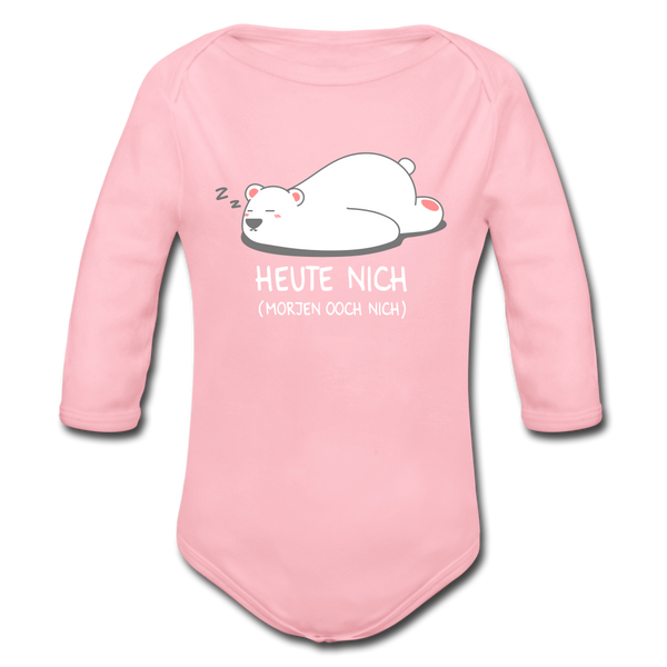 Heute nich! - Bio-Langarmbody - Hellrosa