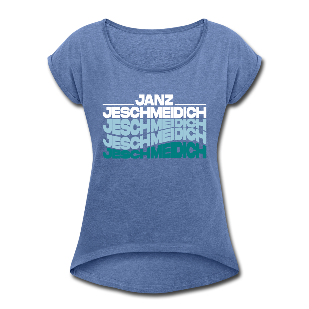 Janz Jeschmeidich - Frauen T-Shirt mit gerollten Ärmeln - Denim meliert