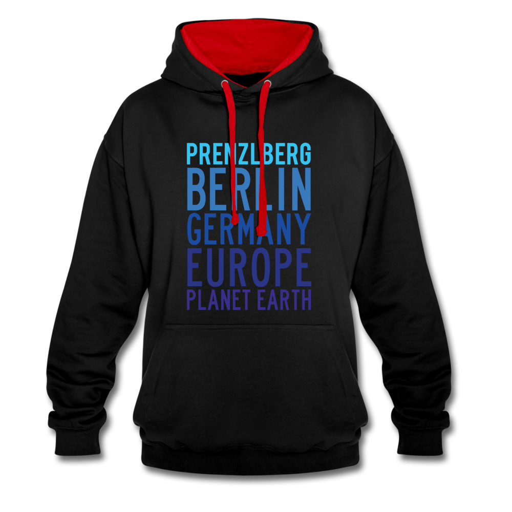 Prenzlberg - Planet Earth - Kontrast Hoodie - Schwarz/Rot