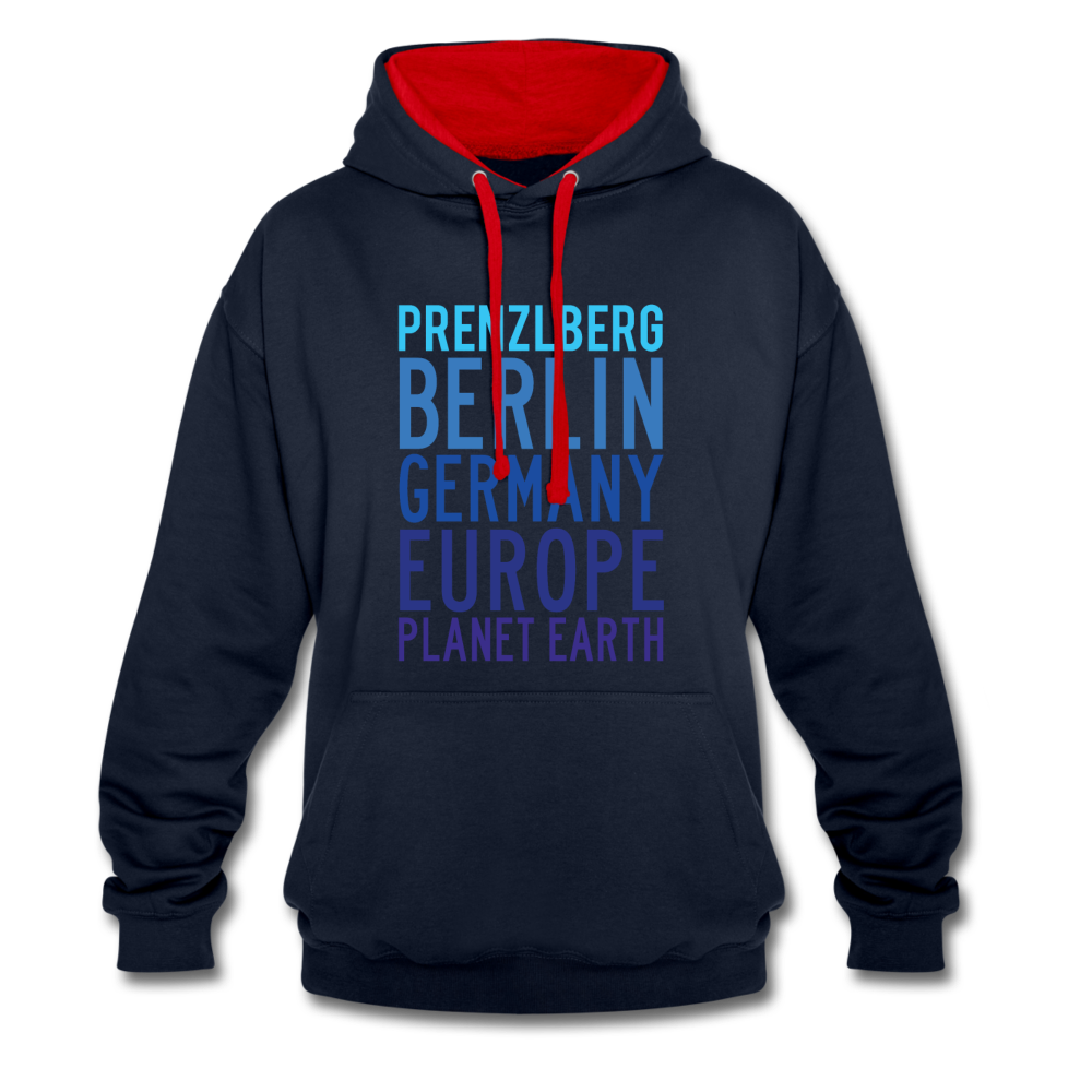 Prenzlberg - Planet Earth - Kontrast Hoodie - Navy/Rot