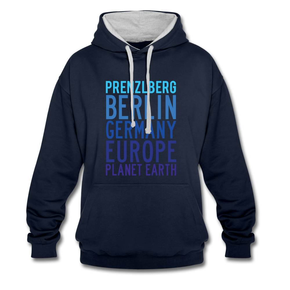Prenzlberg - Planet Earth - Kontrast Hoodie - Navy/Grau meliert