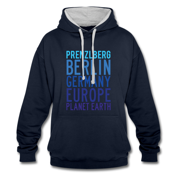 Prenzlberg - Planet Earth - Kontrast Hoodie - Navy/Grau meliert
