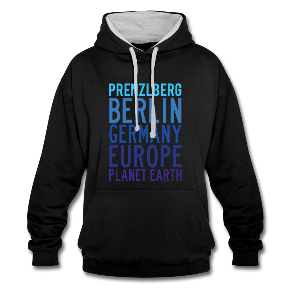 Prenzlberg - Planet Earth - Kontrast Hoodie - Schwarz/Grau meliert