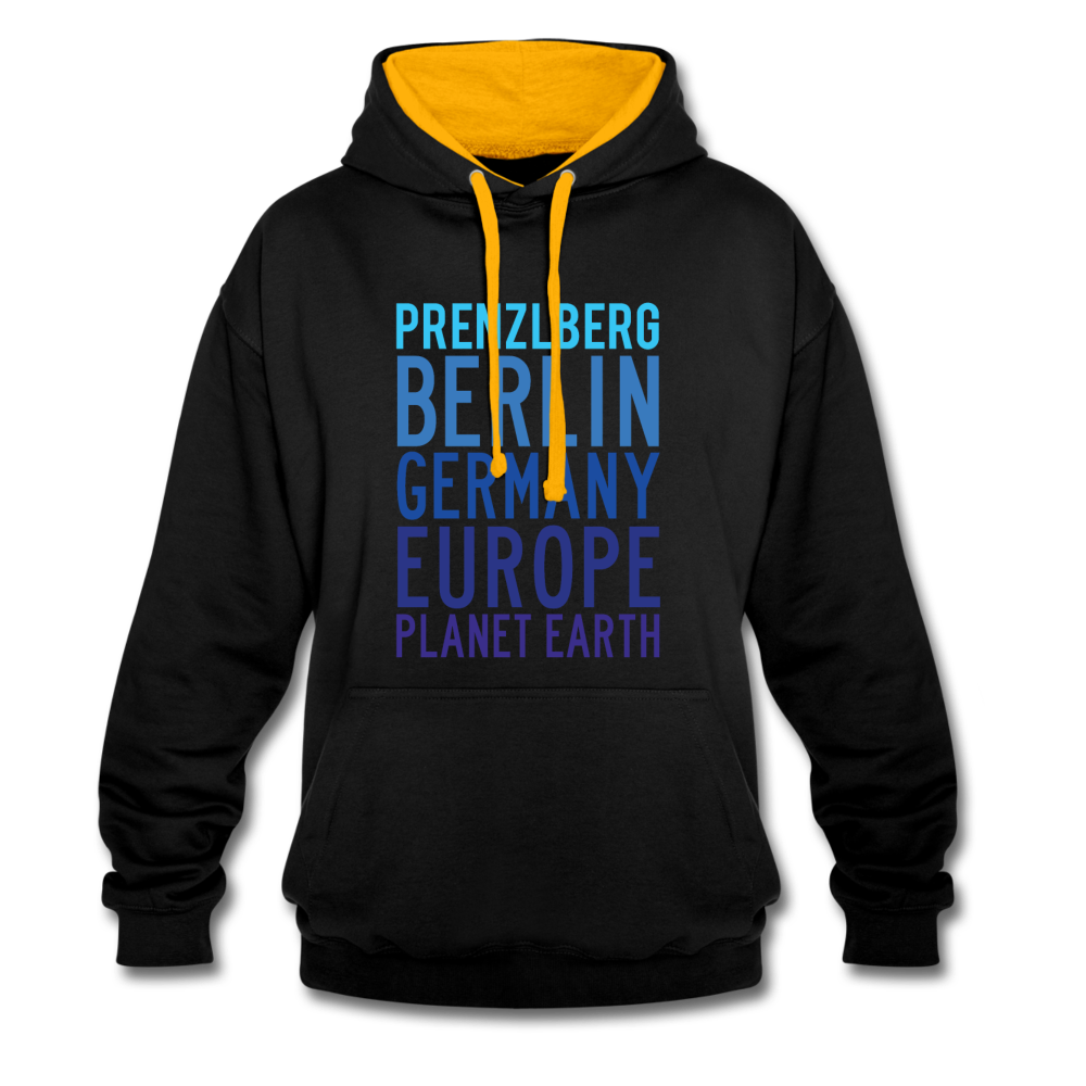 Prenzlberg - Planet Earth - Kontrast Hoodie - Schwarz/Gold