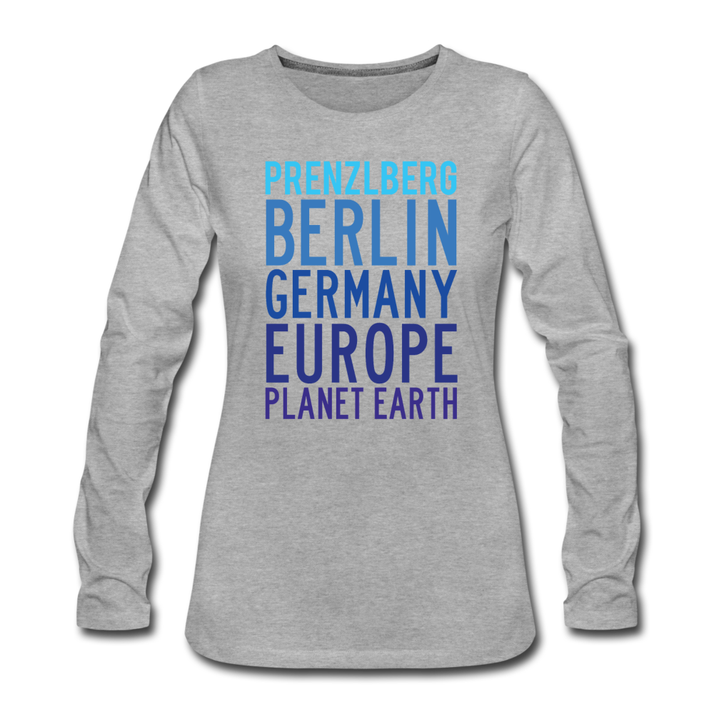 Prenzlberg - Planet Earth - Frauen Premium Langarmshirt - Grau meliert