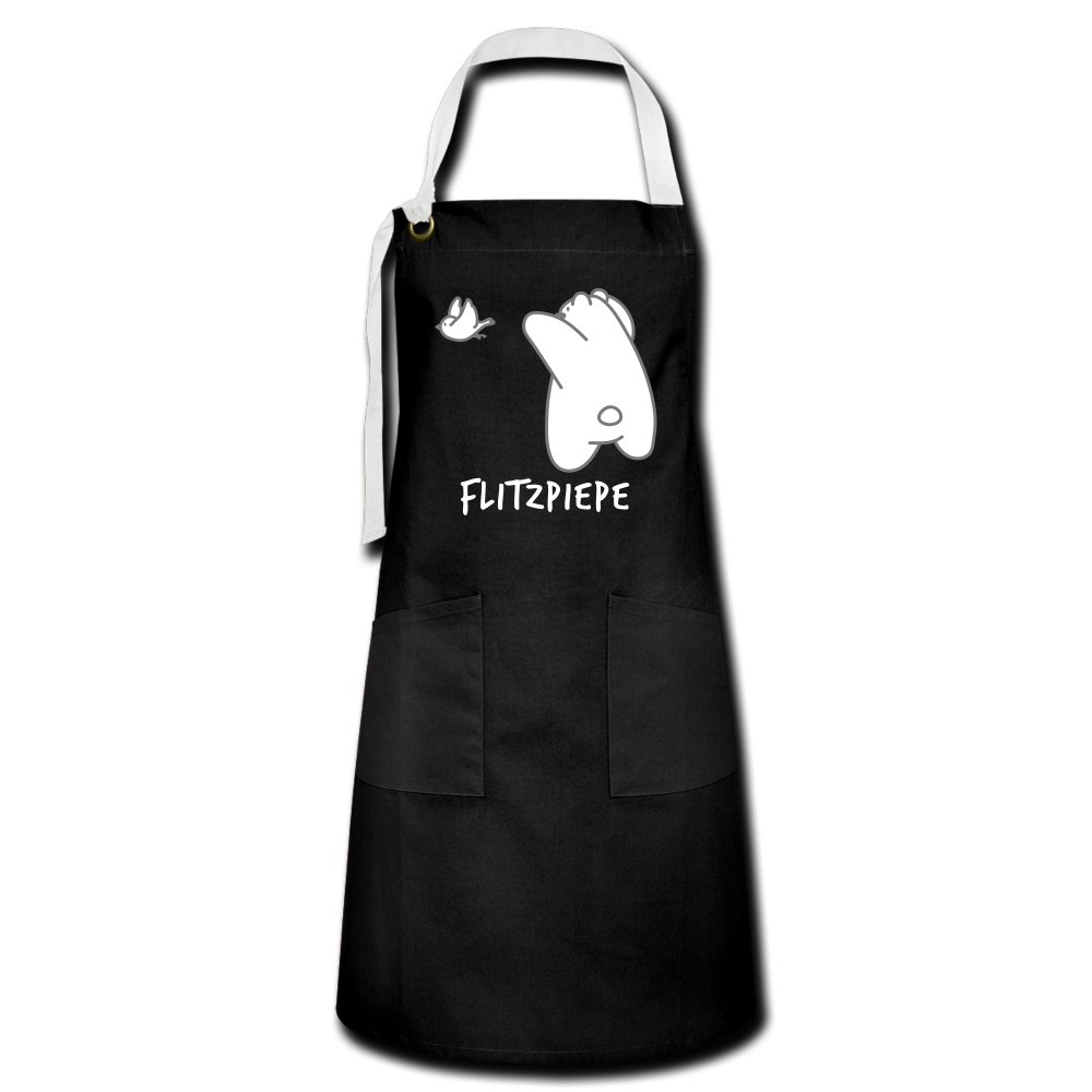 Flitzpiepe - Kontrastschürze - Schwarz/Weiß
