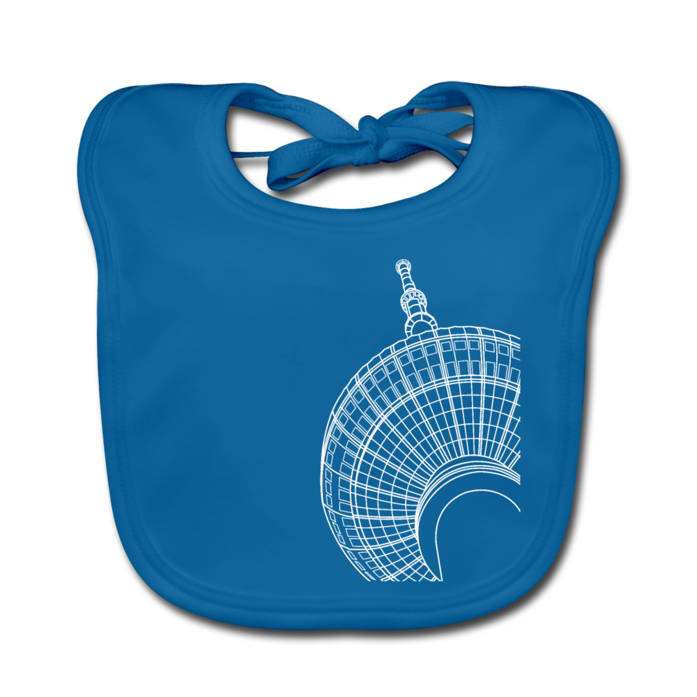 Der Turm von unten - weiß - Lätzchen - Pfauenblau