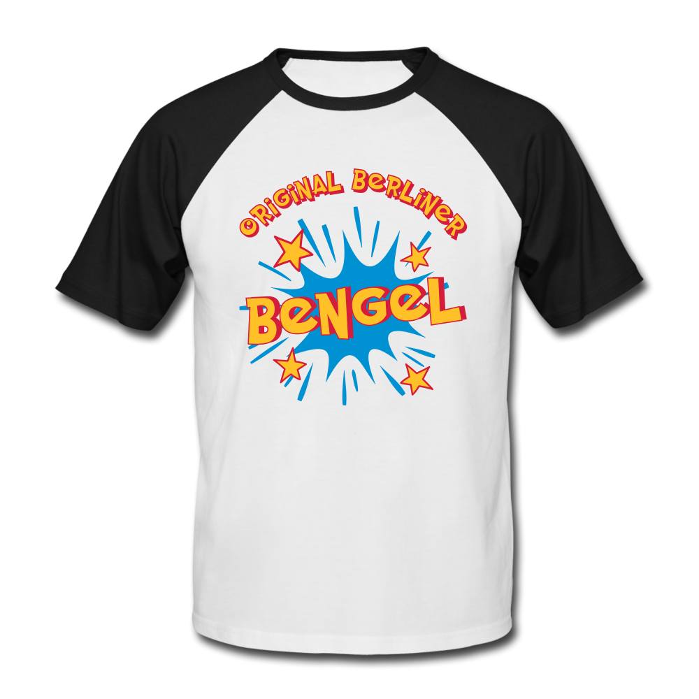 Berliner Bengel - Männer Baseball T-Shirt - Weiß/Schwarz