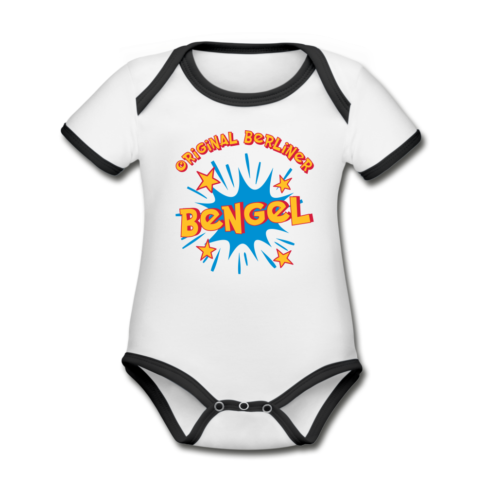 Berliner Bengel - Baby Bio-Kurzarm-Kontrastbody - Weiß/Schwarz