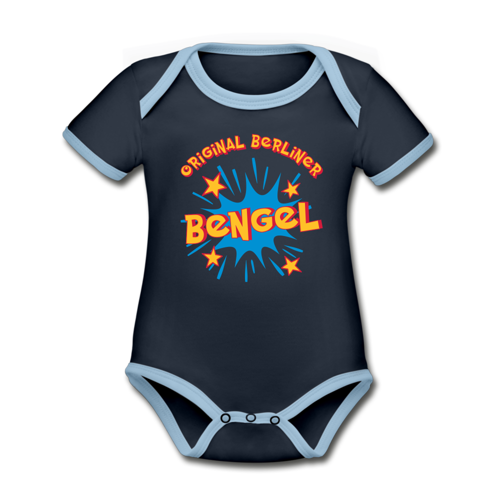 Berliner Bengel - Baby Bio-Kurzarm-Kontrastbody - navy/sky
