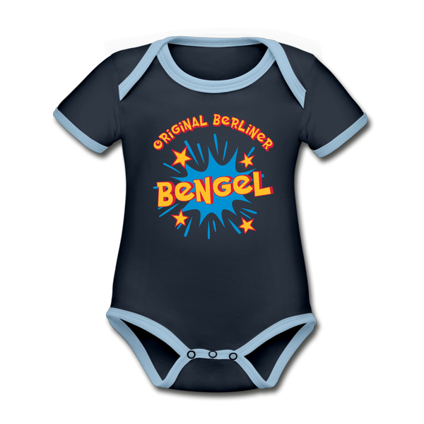Berliner Bengel - Baby Bio-Kurzarm-Kontrastbody - navy/sky