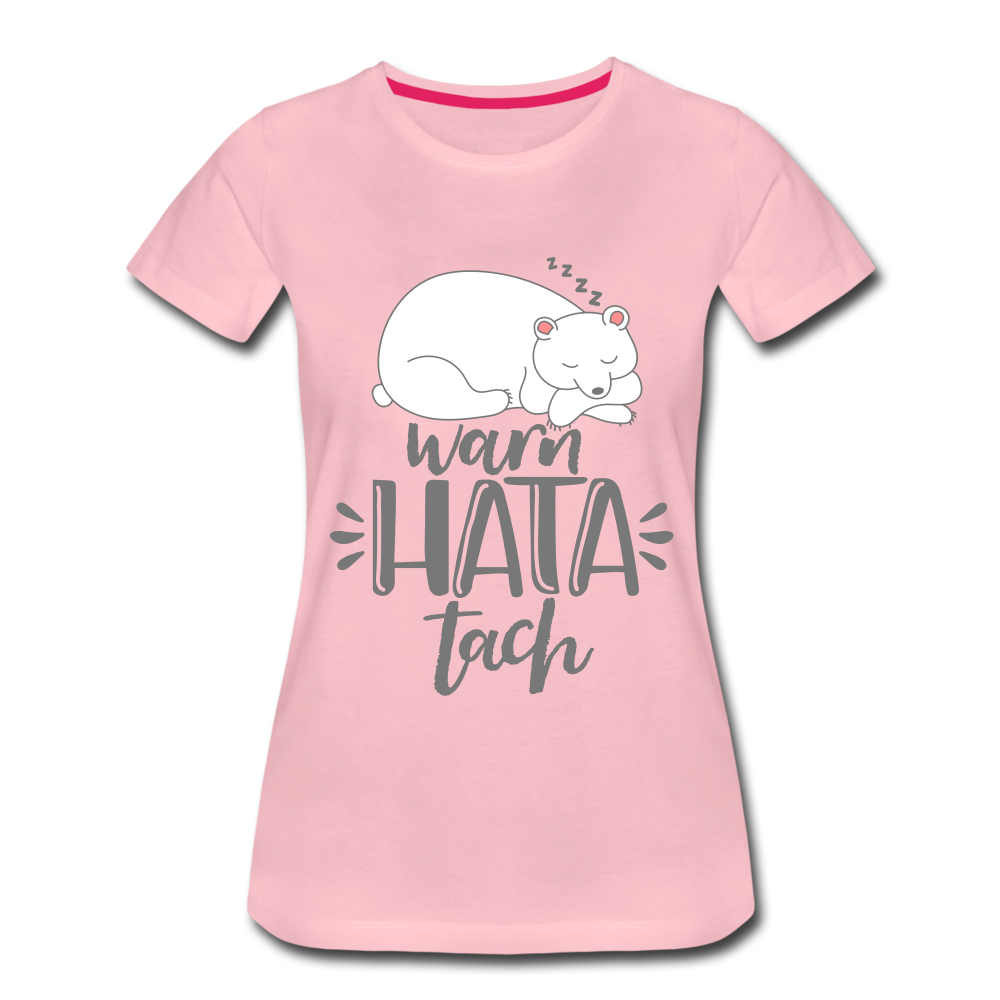 T-Shirt mit dem Motiv Warn hata Tach auf schlichtem Hintergrund.