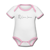 Janz Jenau - Baby Bio-Kurzarm-Kontrastbody - Weiß/Rose