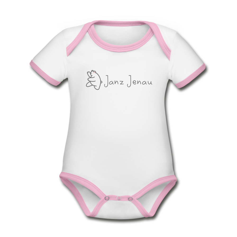 Janz Jenau - Baby Bio-Kurzarm-Kontrastbody - Weiß/Rose