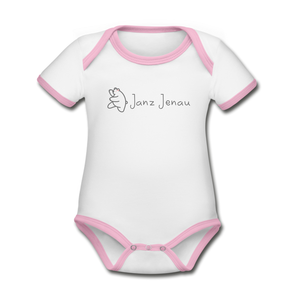 Janz Jenau - Baby Bio-Kurzarm-Kontrastbody - Weiß/Rose