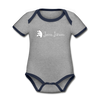 Janz Jenau - Baby Bio-Kurzarm-Kontrastbody - Grau meliert/Navy