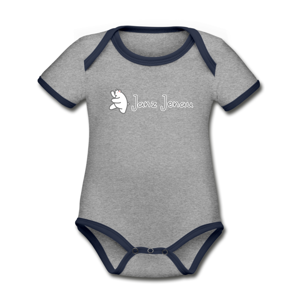 Janz Jenau - Baby Bio-Kurzarm-Kontrastbody - Grau meliert/Navy