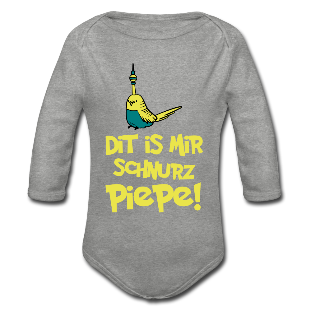 Schnurz Piepe mit Piep - Bio-Langarmbody - Grau meliert
