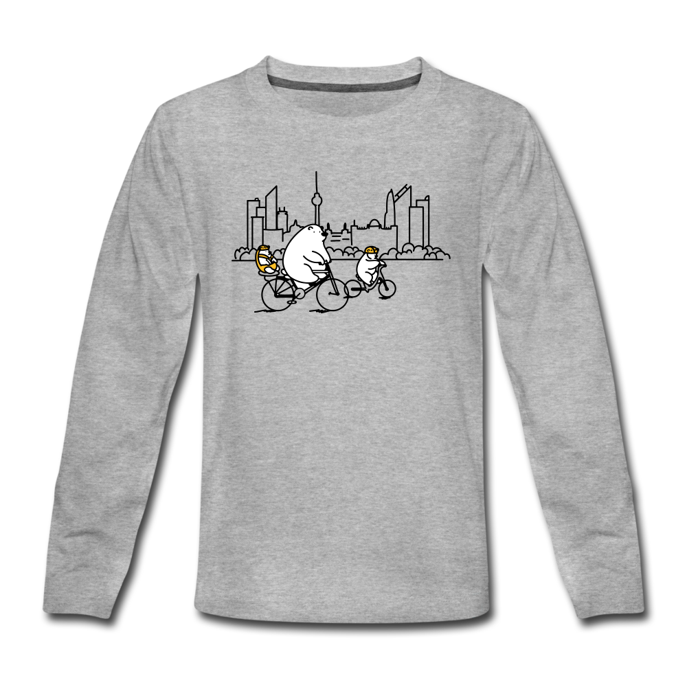 Fahrradtour Berlin - Teenager Langarmshirt - Grau meliert