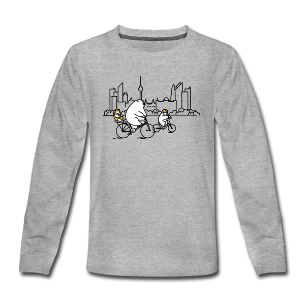 Fahrradtour Berlin - Teenager Langarmshirt - Grau meliert