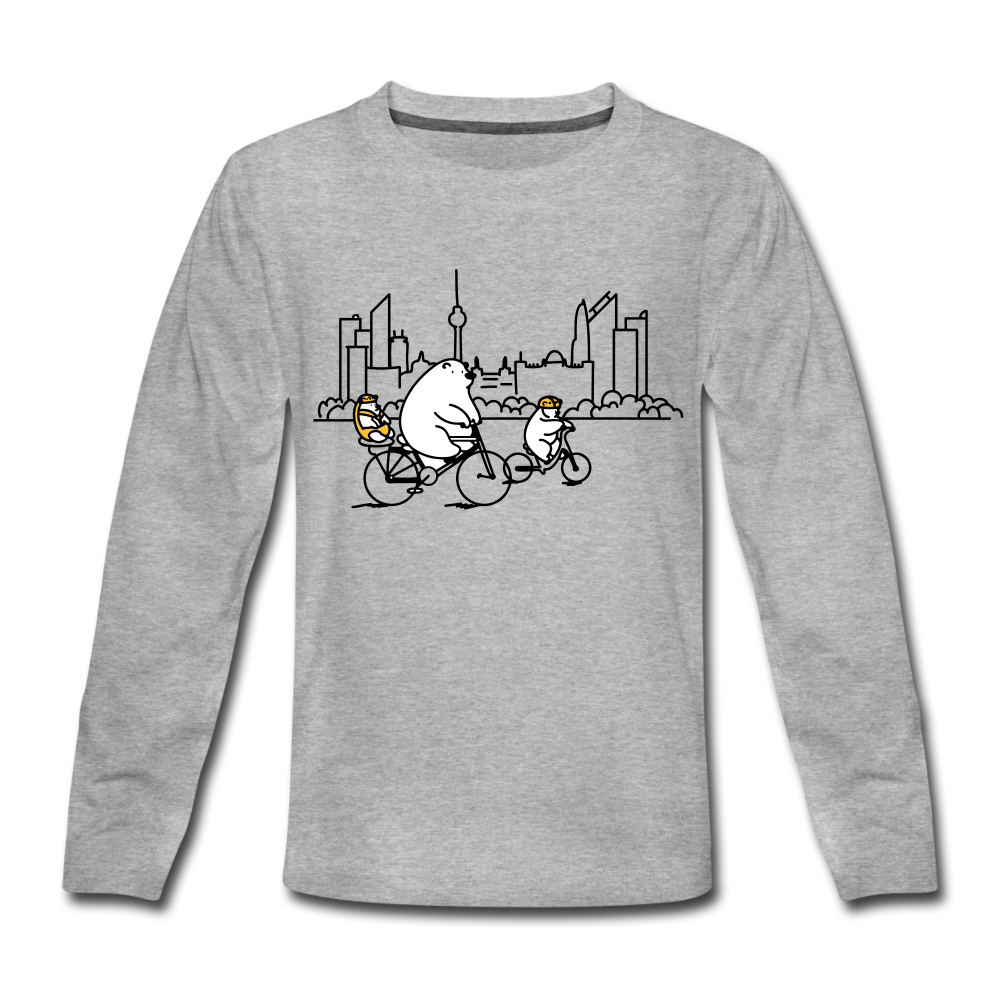 Fahrradtour Berlin - Kinder Langarmshirt - Grau meliert
