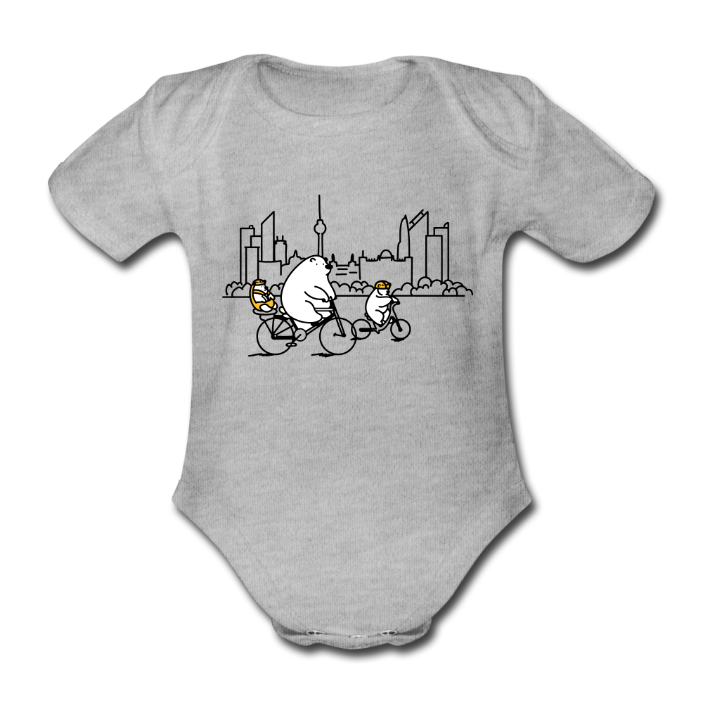 Fahrradtour Berlin - Bio-Kurzarmbody - Grau meliert