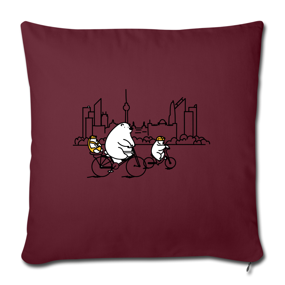 Fahrradtour Berlin - Sofakissen mit Füllung (45 x 45 cm) - Burgunderrot