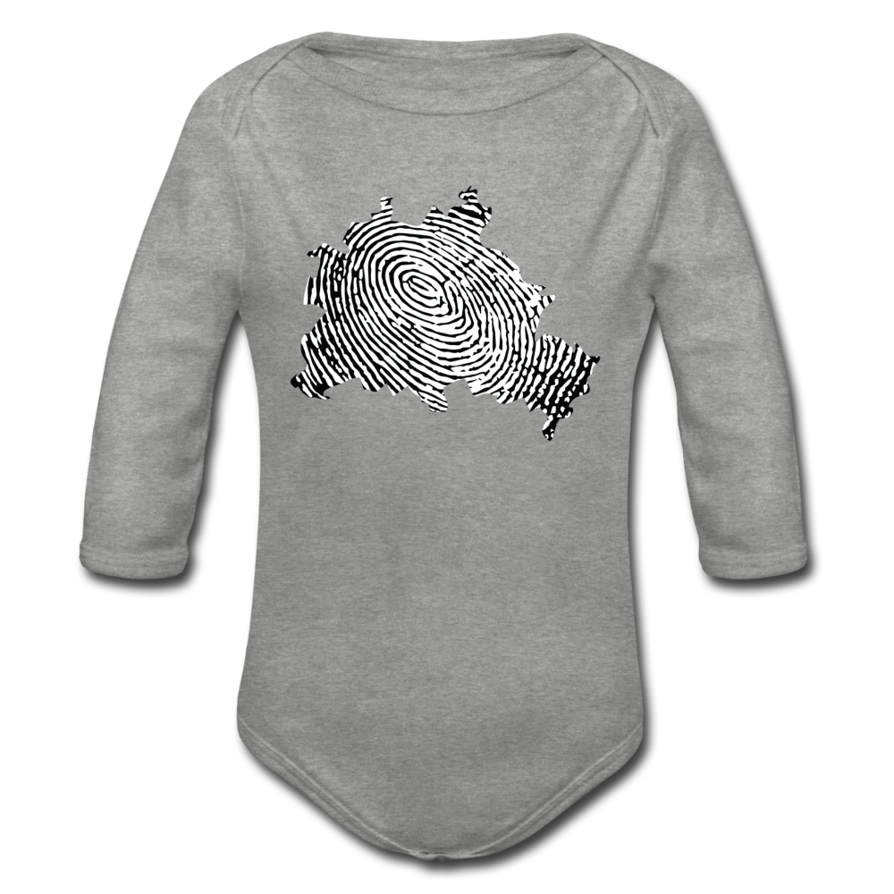 Berliner Finger - Bio-Langarmbody - Grau meliert