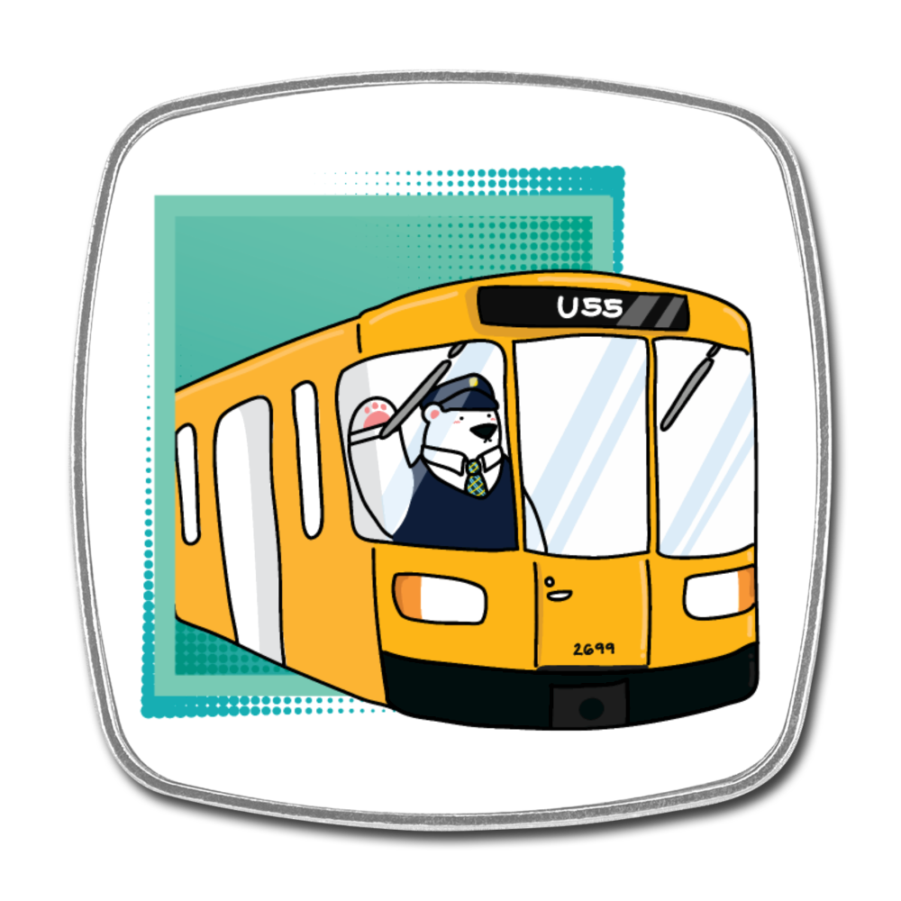 Bär in U-Bahn Kommt - Kühlschrankmagnet - Weiß