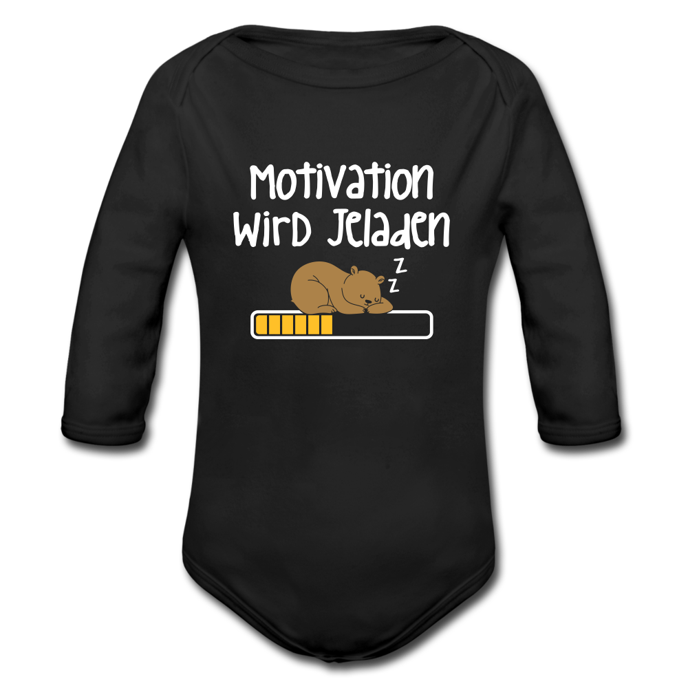 Motivation Wird Jeladen Warten - Bio-Langarmbody - Schwarz