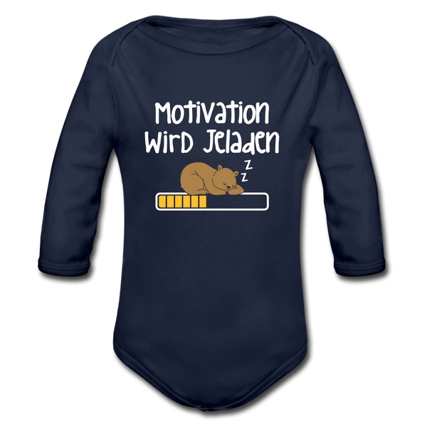 Motivation Wird Jeladen Warten - Bio-Langarmbody - Dunkelnavy