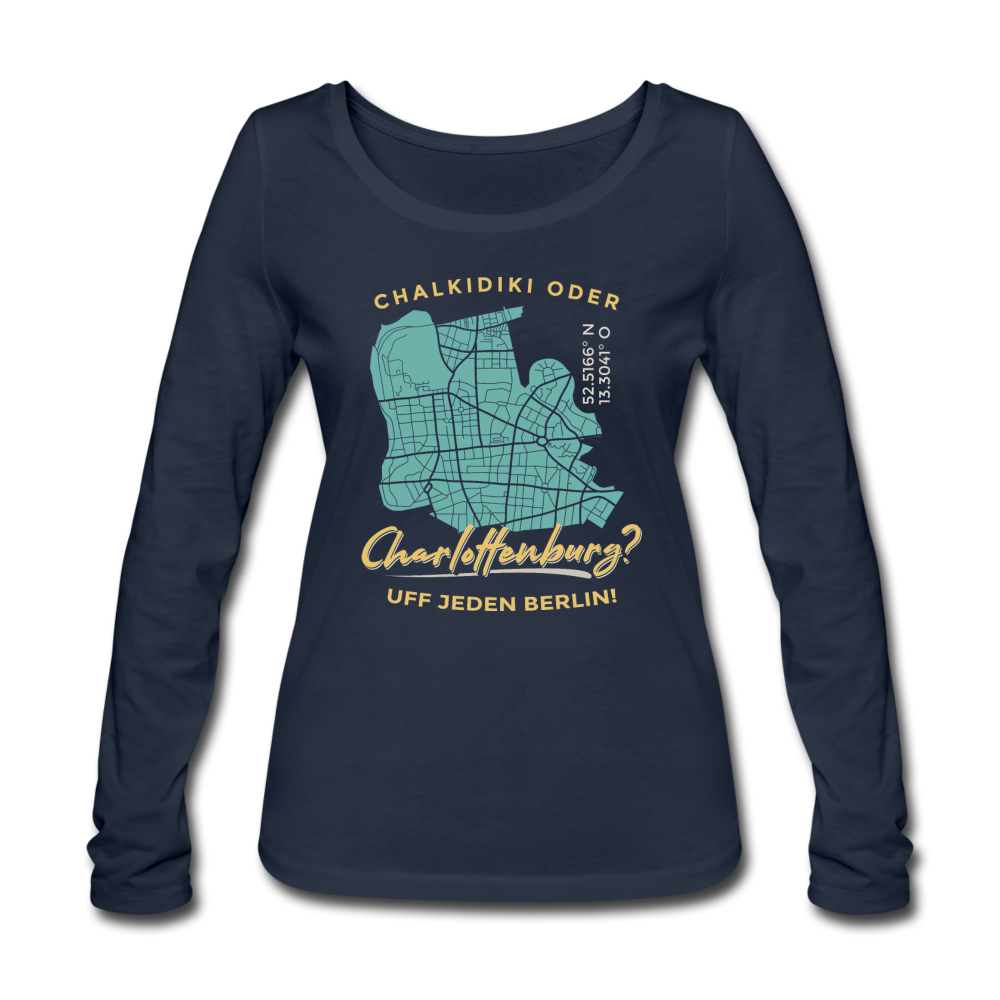 Chalkidiki oder Charlottenburg - Frauen Bio Langarmshirt - Navy
