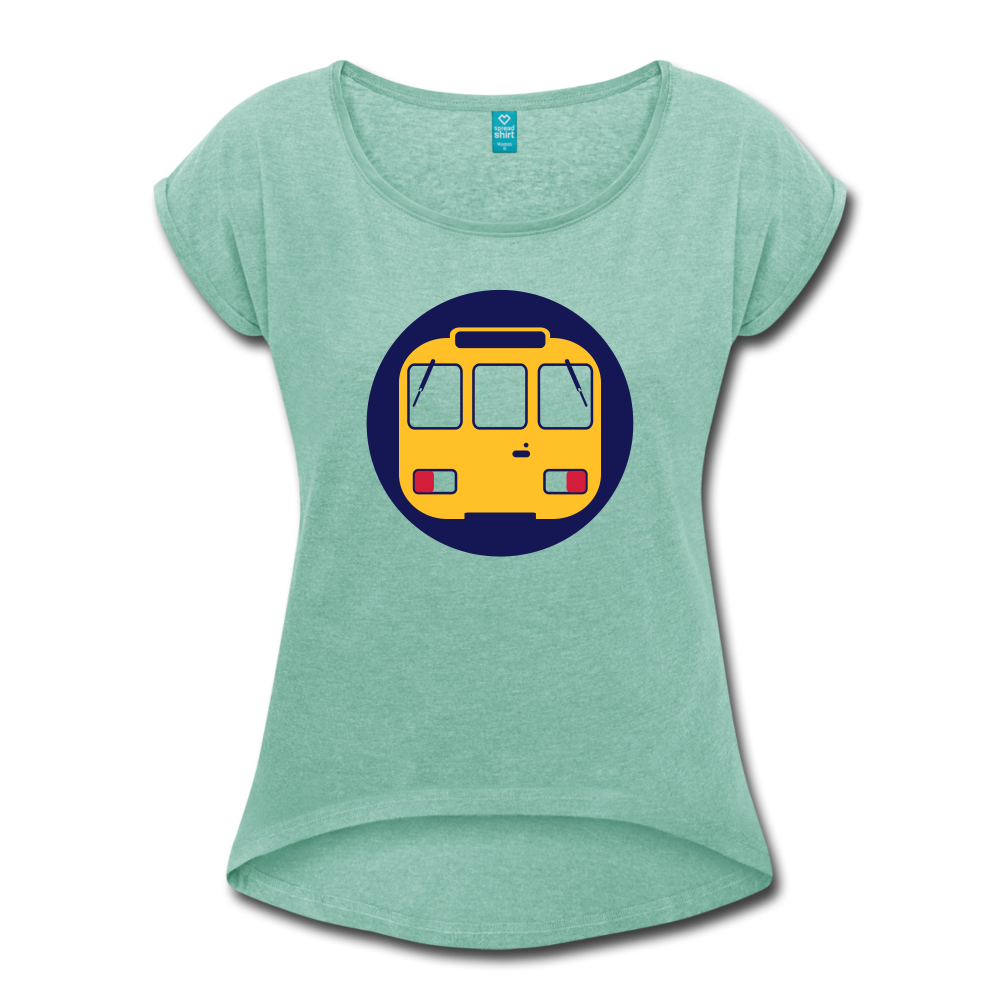 U-Bahntunnel - Frauen T-Shirt mit gerollten Ärmeln - Minze meliert