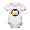 U-Bahntunnel - Baby Bio-Kurzarm-Kontrastbody - Weiß/Rose