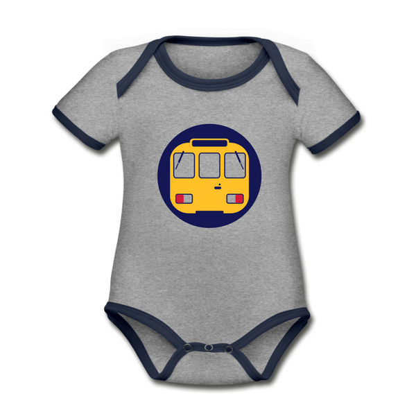 U-Bahntunnel - Baby Bio-Kurzarm-Kontrastbody - Grau meliert/Navy