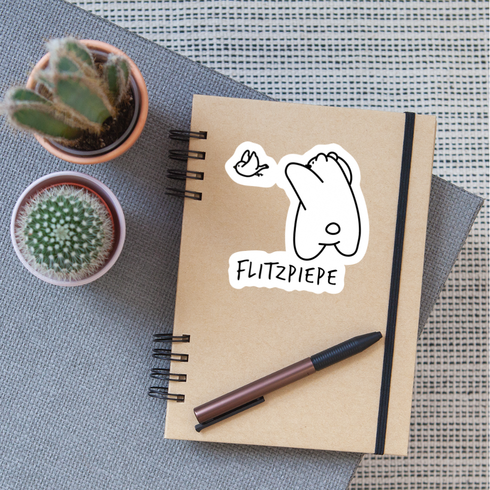 Flitzpiepe - Aufkleber - Mattweiß