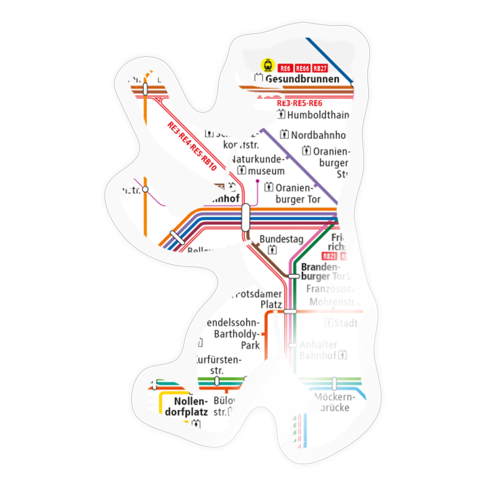 Bär im U-Bahnnetz - Aufkleber - Transparent glänzend