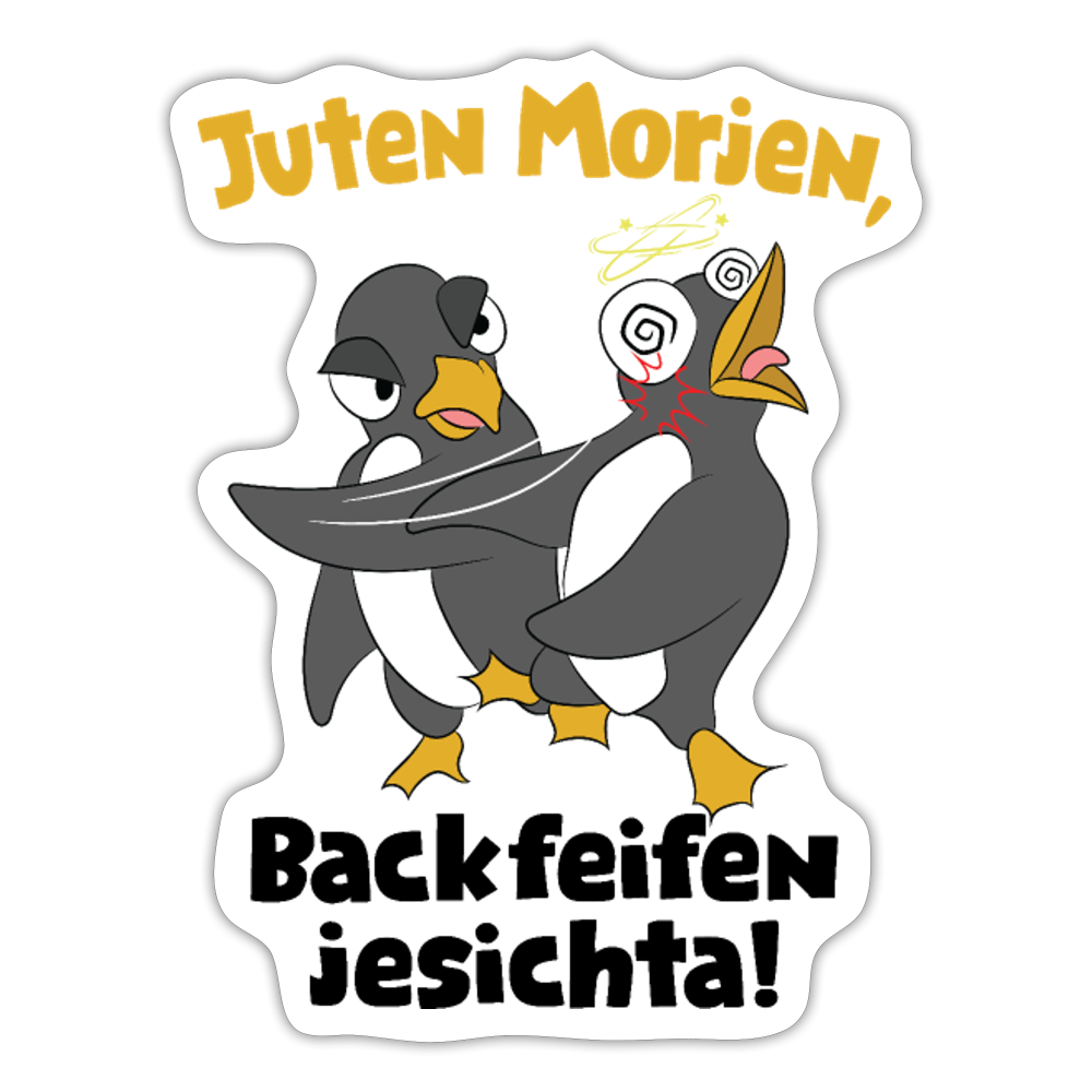 Juten Morjen, Backfeifenjesichta! - Aufkleber - Mattweiß