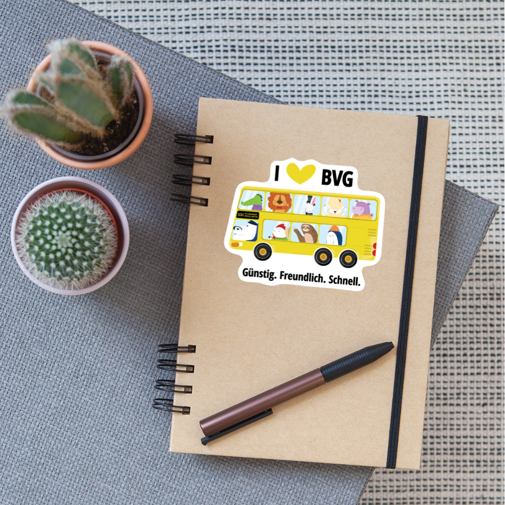 I love BVG - Aufkleber - Mattweiß