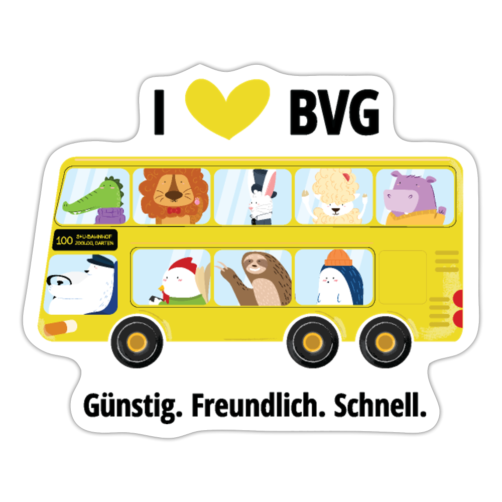 I love BVG - Aufkleber - Mattweiß