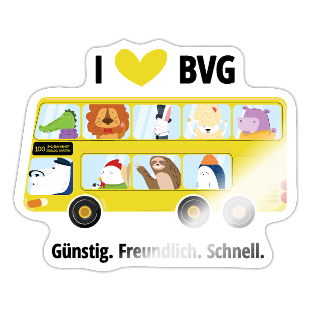 I love BVG - Aufkleber - Weiß glänzend