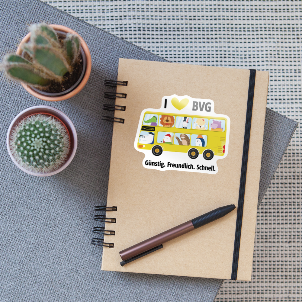 I love BVG - Aufkleber - Weiß glänzend