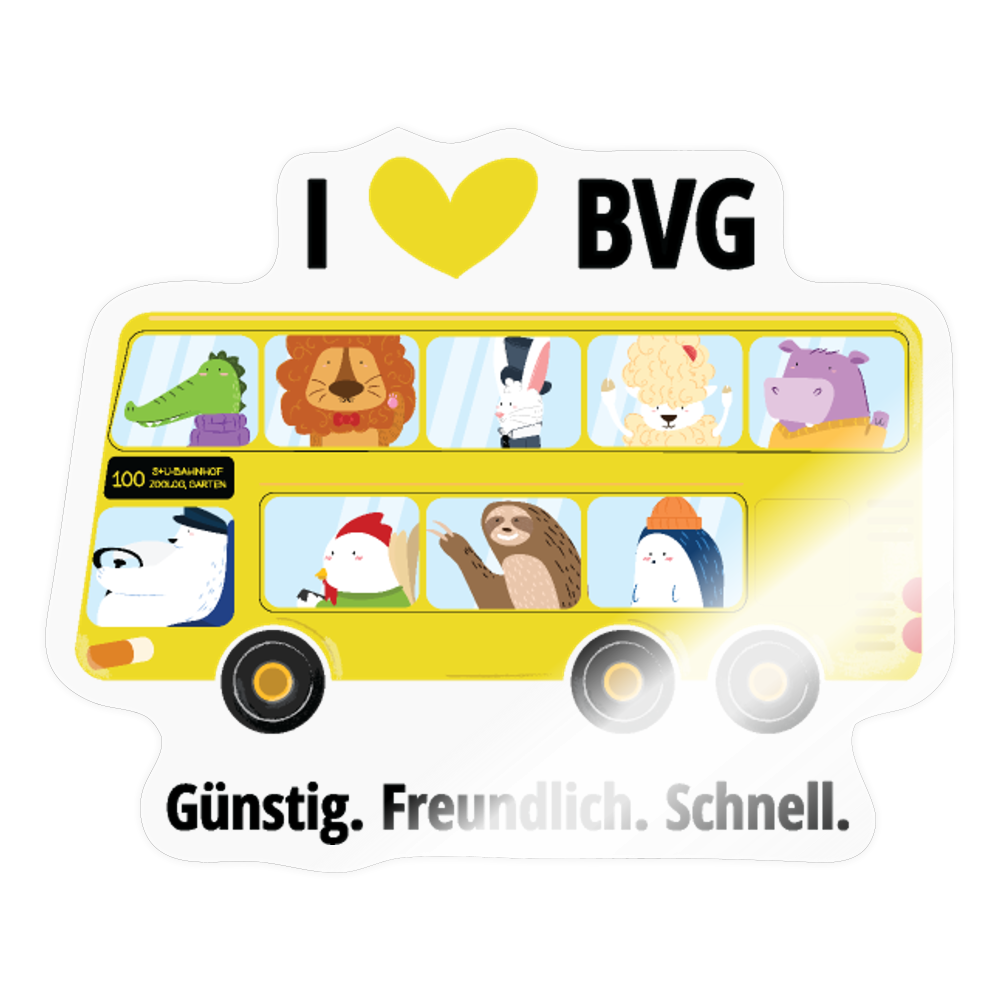 I love BVG - Aufkleber - Transparent glänzend