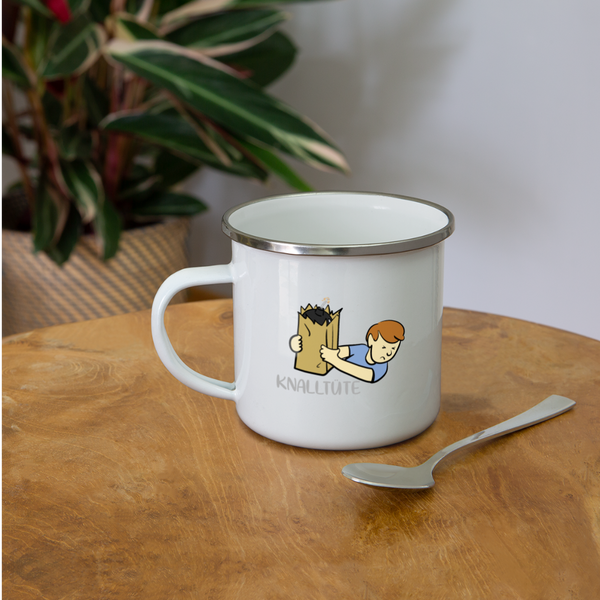 Knalltüte - Emaille Tasse - Weiß