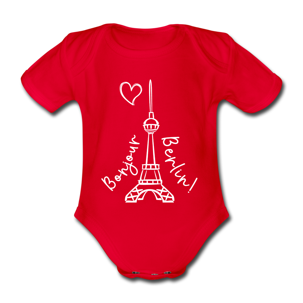 Eiffelturm in Berlin Bonjour - Bio-Kurzarmbody - red